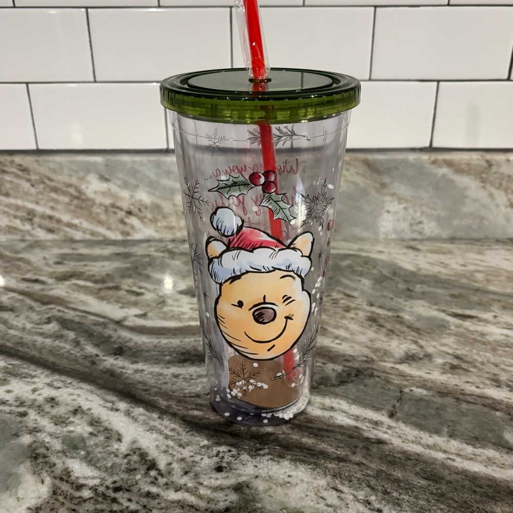 Disney Winnie The Pooh Wishing You a Holly Jolly Christmas Tumbler Cup